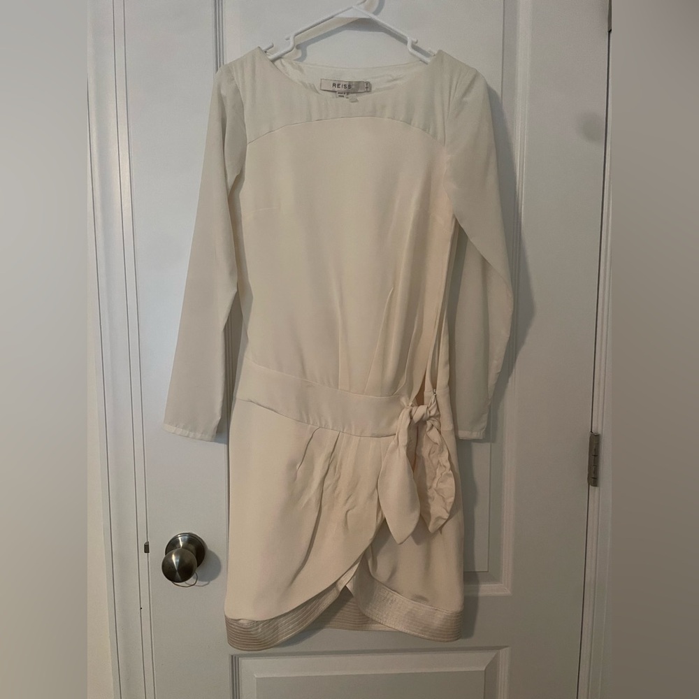 Reiss Cream Long Sleeve Dress